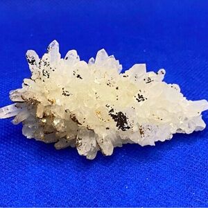 Clear Quartz Flower Cluster With Pyrite Crystal Is Uv Fluorescent Glows Red